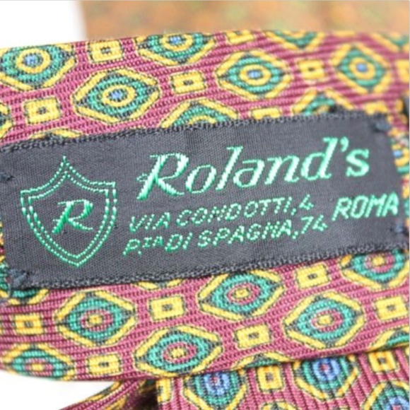 BRIONI Silk Neck Tie Geometric Maroon Green Blue - Picture 8 of 8